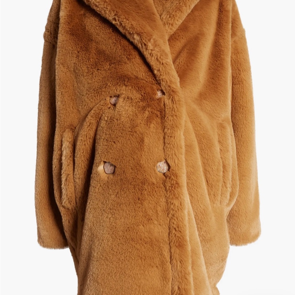 Emilia George Annabette Women’s Camel Brown Faux Fur Teddy Maternity Coat S